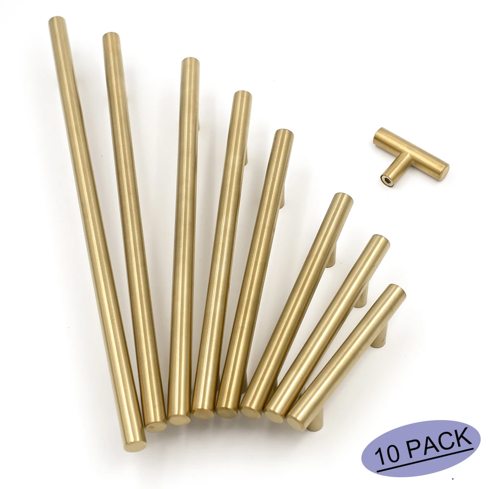 

10 Pack Goldenwarm Furniture Handles Brushed Brass Cabinet Hardware Drawer Pulls Gold Cabinet Pulls Cabinet Door Knobs