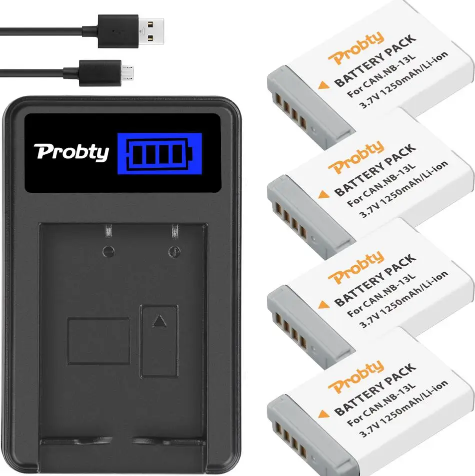4battery and charger Аккумулятор NB13L+ зарядное устройство для Canon PowerShot G7X G9X SX730 G5X G9 X Mark II SX620 HS SX720 HS SX740 HS - Цвет: 4battery and charger