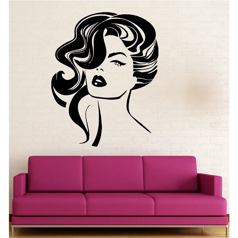 

Home Decoration Wall Stickers Vinyl Decal Sexy Girl Hairstyle Fashion Beauty Salon Decals