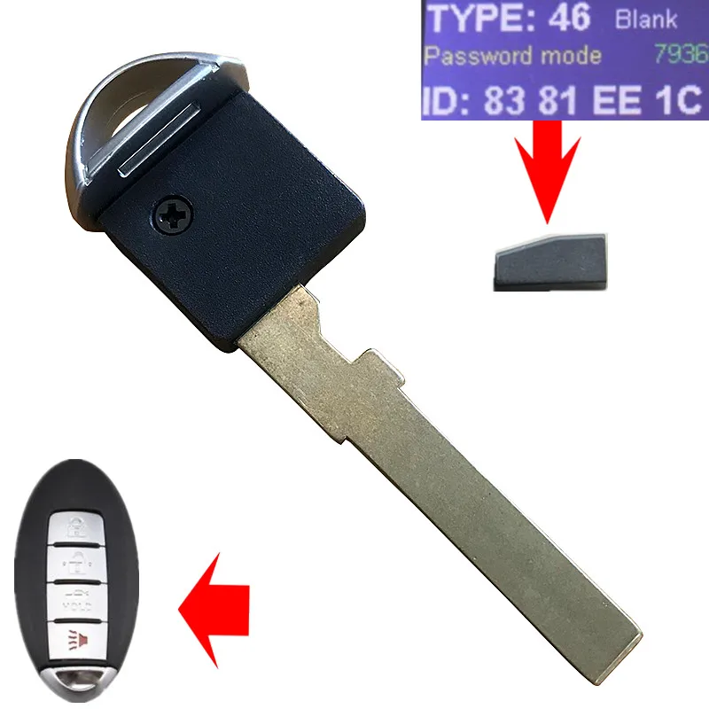 A Type with 46 chip Prox Smart Key дистанционного ключа без ключа аварийная вставка Uncut лезвие с ID46 чипом транспондера для Nissan Infiniti Alitma куб «Армада» - Количество кнопок: A Type with 46 chip