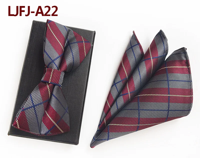 Новый дизайн красный синий темно галстук бабочка и носовой платок Шелковый