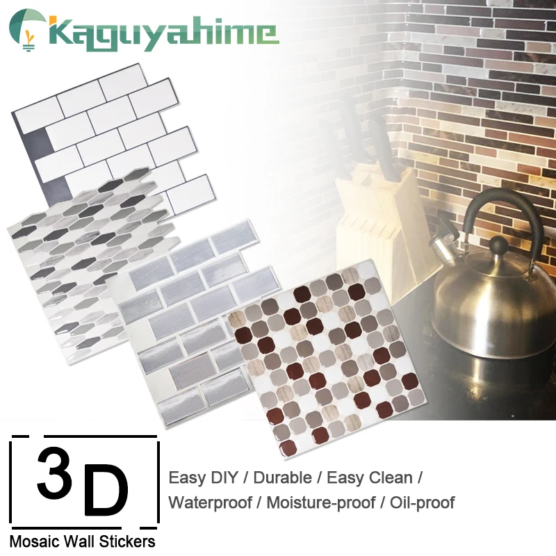 Kaguyahime 10 шт. 3D Наклейка на стену s самоклеющаяся мозаичная плитка