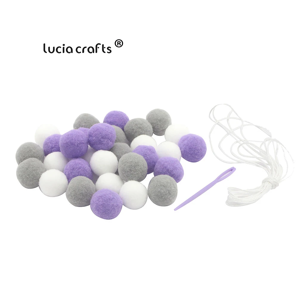 Lucia ремесла около 30 шт./лот шерсть фетровые шары скандинавском стиле DIY Детская комната украшения висят на стене Pom Poms реквизит J1006