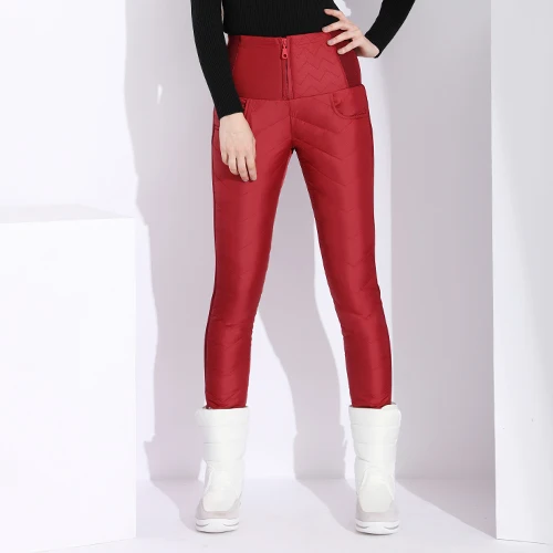 Wine red Garemay теплые брюки с высокой талией черные обтягивающие повседневные для женщин зимние брюки уличная одежда классические женские брюки осень - Цвет: Wine red