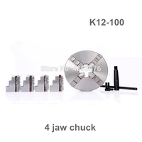 4 100mm 4 jaw cnc lathe chuck self centering k12 100 k12 100 hardened steel for drilling milling machine