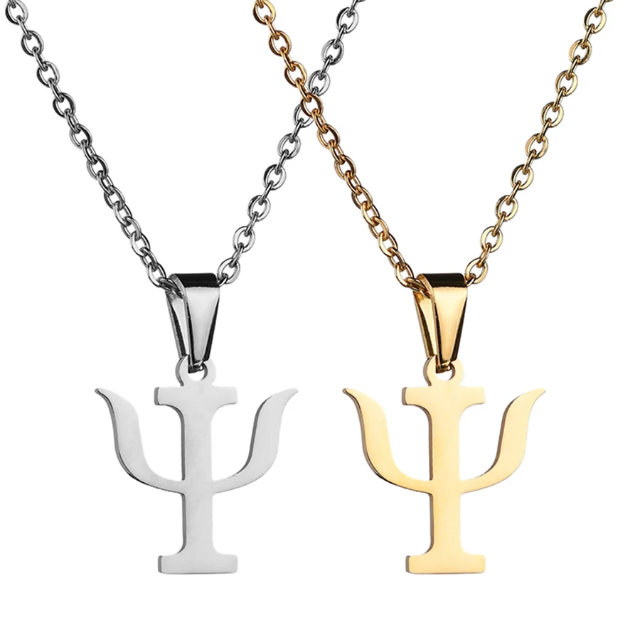 

Trendy PSI Symbol Letter Men Women Pendants & Necklaces 316L Stainless Steel Gold Color Psychology Necklace Healing Jewelry Gift