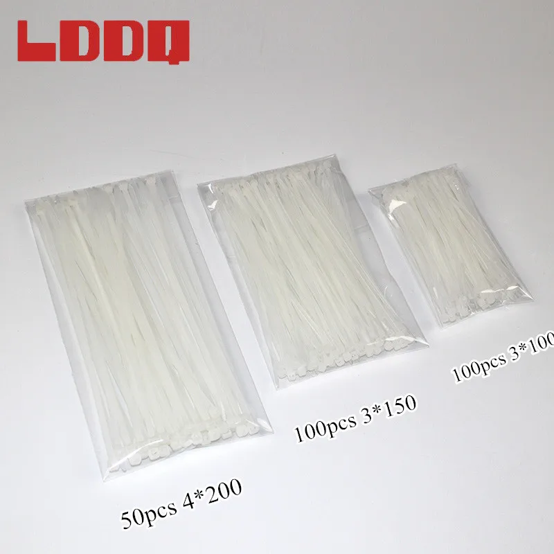 Самоблокирующиеся пластиковые нейлоновые кабельные стяжки LDDQ 250 шт. черно-белые