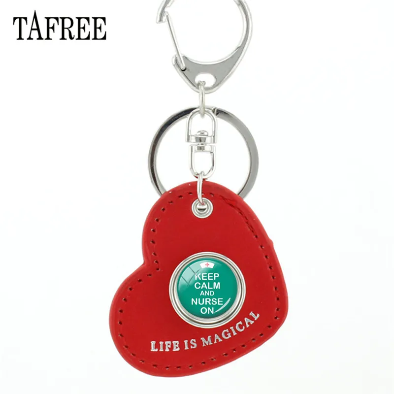 CT195 TAFREE новые кнопки медсестры уход брелки Красное сердце любовь из искусственной кожи супер медсестры брелок кулон ювелирные изделия подарок CT197 - Цвет: CT195