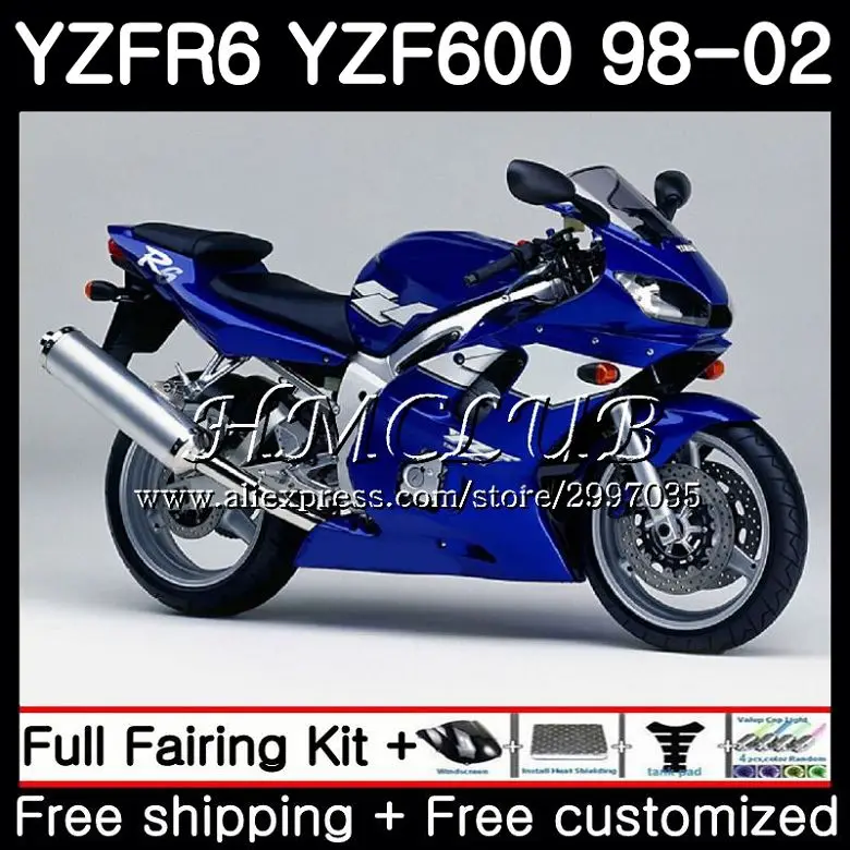 Боди для YAMAHA YZF600 YZF R6 1998 1999 2000 2001 2002 13HC. 20 600 YZF-R6 YZF-600 YZFR6 98 99 00 01 02 завод синий