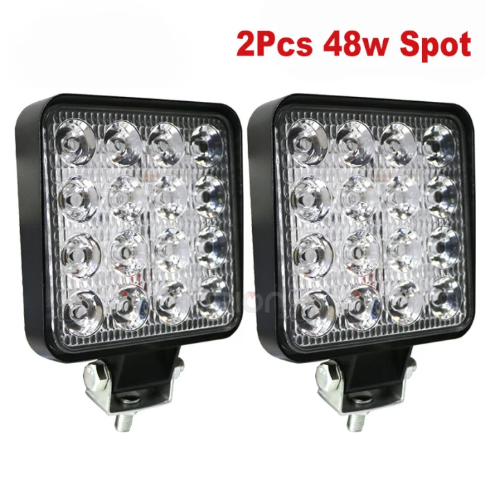 2Pcs 48W Spot 4 дюйма 48 Вт 27 Вт 18 Вт Светодиодный светильник высокой мощности Точечный светильник 4x4 внедорожный ATV UTV грузовик трактор мотоцикл точечный прожектор Светодиодный светильник бар - Цвет: 2Pcs 48W Spot