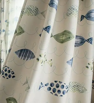 green cloth Зеленые тюлевые занавески с мультяшными рыбками для гостиной, для мальчиков, для детей, для спальни, занавески, отвесные оконные занавески, для украшения дома - Цвет: green cloth