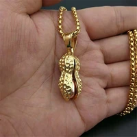 womens necklaces peanut design pendants chains for women gold color stainless steel female jewelry wholesale collier