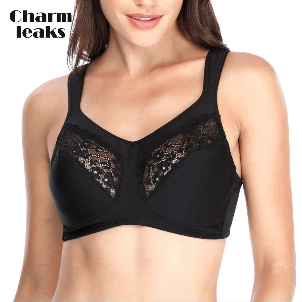 

Charmleaks Bras Women's Unlined Everyday Bra Lace Cotton Hollow Out Lightly Padded T Shirt Bra Comforable