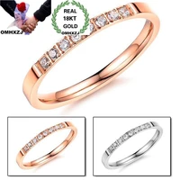 omhxzj wholesale european fashion woman girl party birthday wedding gift simple slim aaa zircon 18kt white rose gold ring rr946