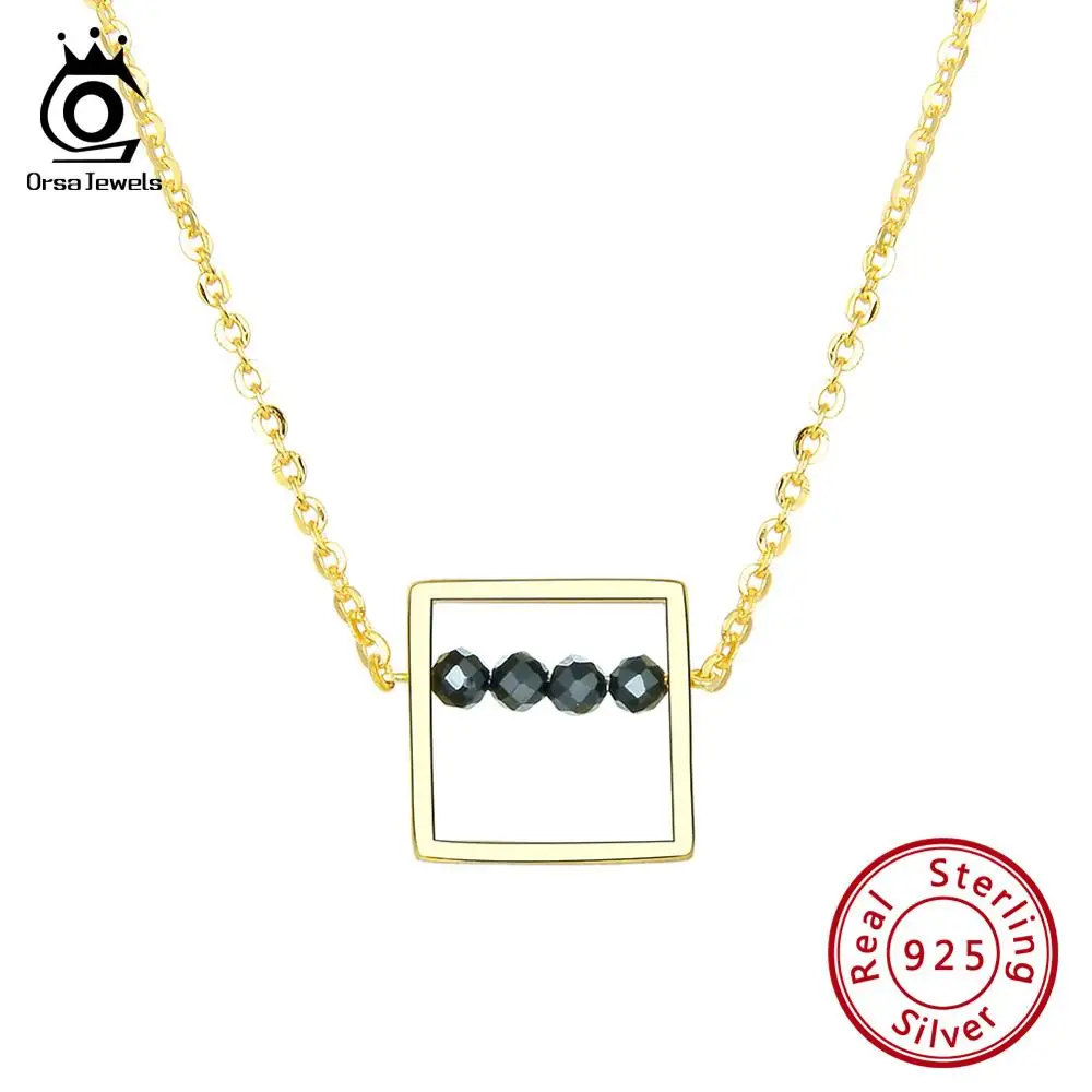 ORSA JEWELS 925 Стерлинговое серебро женские ожерелья квадратная подвеска натуральный