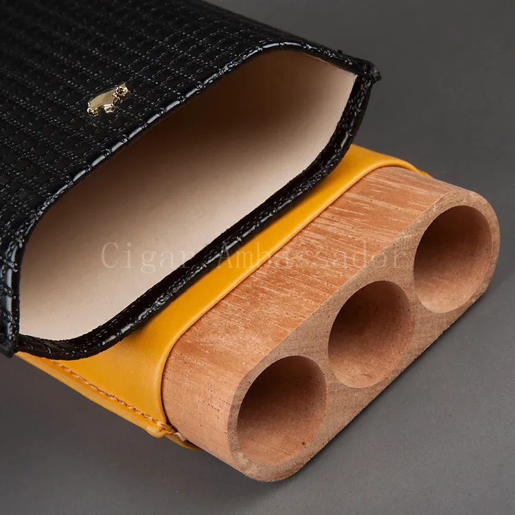 COHIBA Регулируемый Портативный черный с желтый Красивая кожа портсигар