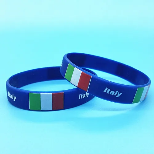 Italy 2 шт. флаги мира Логотип Браслет Открытый спортивный силиконовый наручный браслет для мужчин и женщин эластичный резиновый браслет браслеты Чирлидер подарки - Окраска металла: Italy