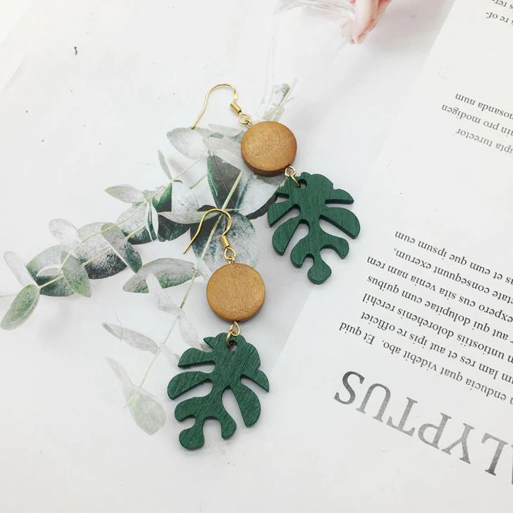 Модные серьги SUKI 2019 корейские деревянные ювелирные изделия Длинные Простые с