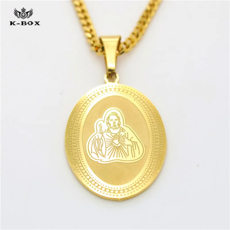 Для мужчин Женская Нержавеющая сталь Золотой Священное Сердце Иисуса Христа