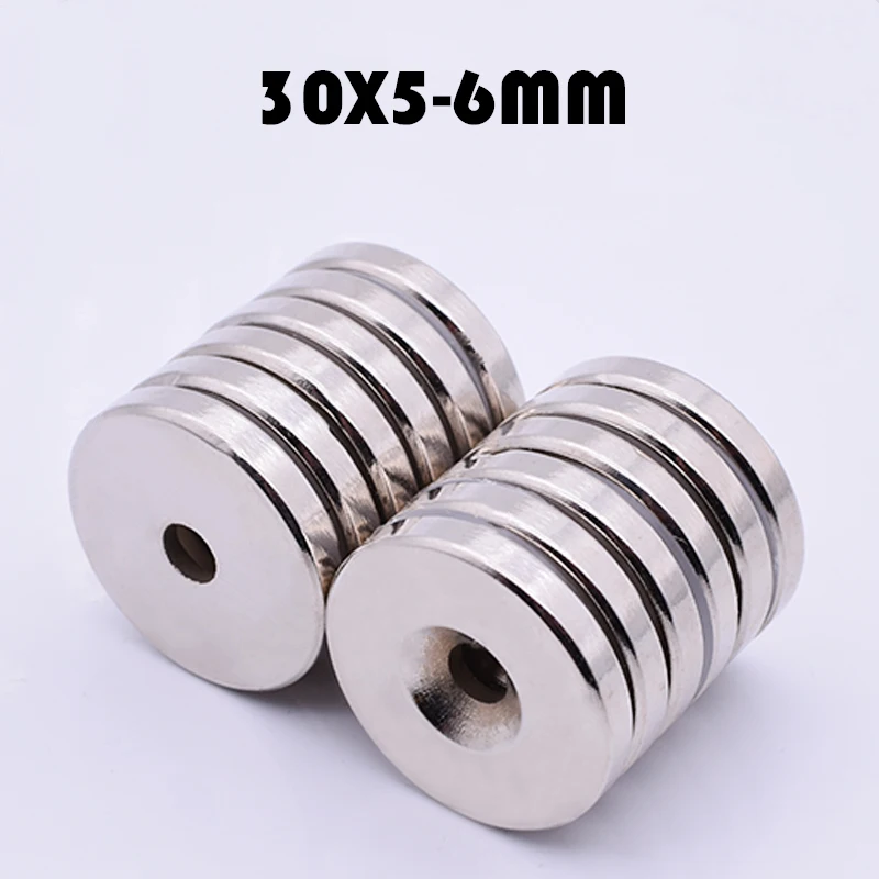 5 шт. Неодимовый Магнит 30x5 мм с 6 отверстием круглые супер мощные неодимовые