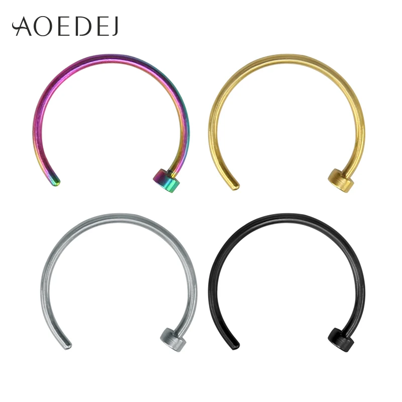 4 цвета кольца для носа и шпильки из нержавеющей стали настоящее пирсинг