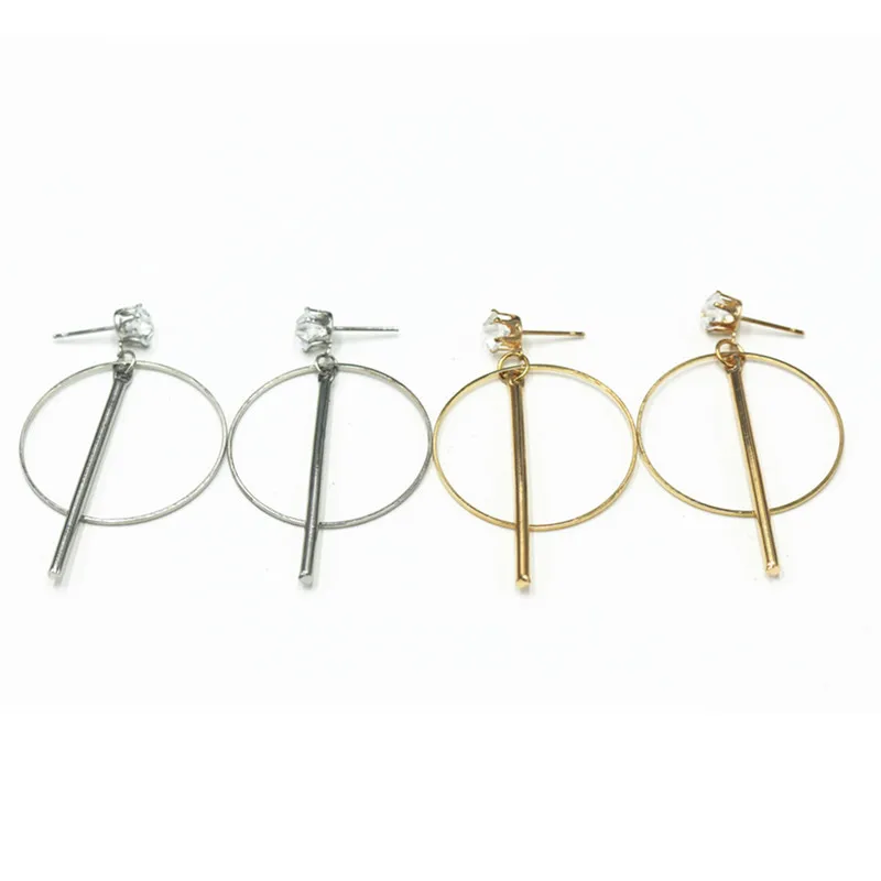 

ES2072 Geometric Drop Earrings Women Crystal Simple Circle Bar Dangle Earring Fashion Brincos Simple Metal Ear Fine Jewelry HOT