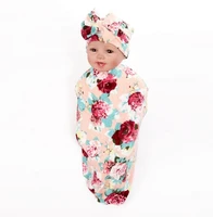 on sale 1 set kids swaddle blanket and bowknot hospital hat flower tree blanket girls photography props muslin swaddle wrap