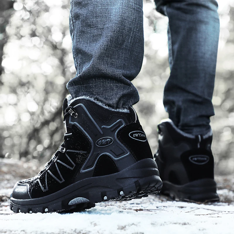 APTESOL зимние мужские плюшевые теплые походные треккинговые ботинки Нескользящие