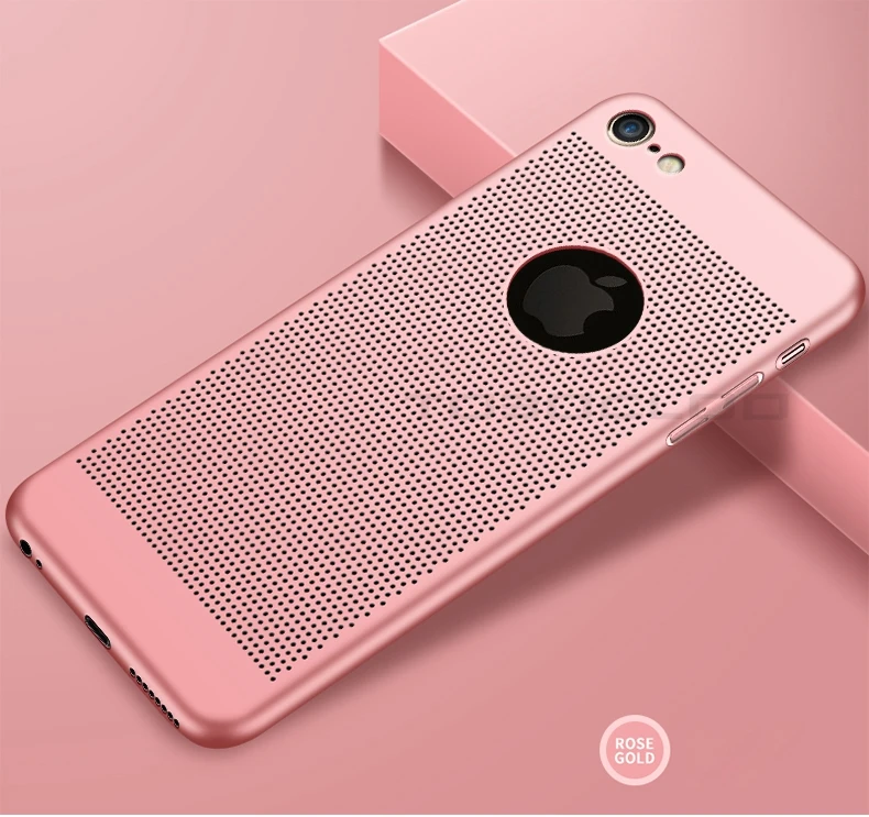 RoseGold Дышащие чехлы для iPhone 6 6 S 7 7 Plus 8 8 Plus X XS MAX XR i8 i7 7 P Тонкий Ультратонкий Жесткий ПК отверстие Чехлы для мобильных телефонов - Цвет: RoseGold