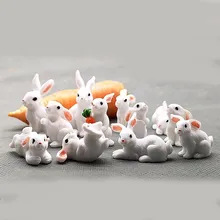 1 шт., 12 стилей, милый кролик, пасхальный миниатюрный заяц, фигурка животного из смолы, мини-украшение для сказочного сада