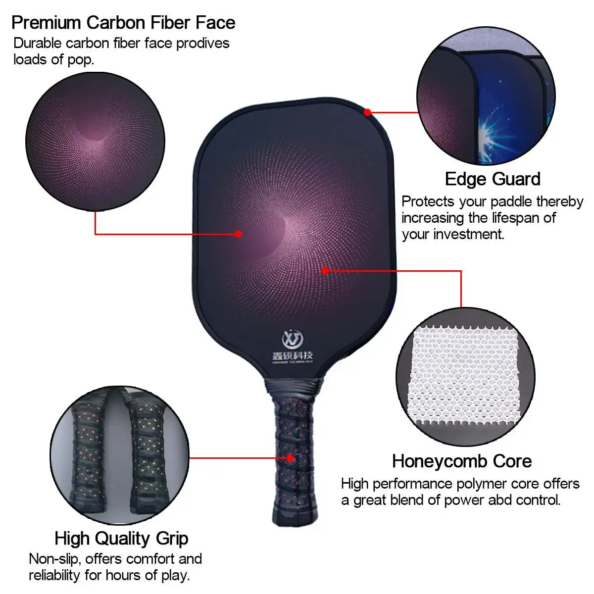Легкий Pickleball Paddles Grip углеродное волокно полимер соты ядро защитное спортивное снаряжение Beat ракетка для женщин и мужчин 1/2 шт