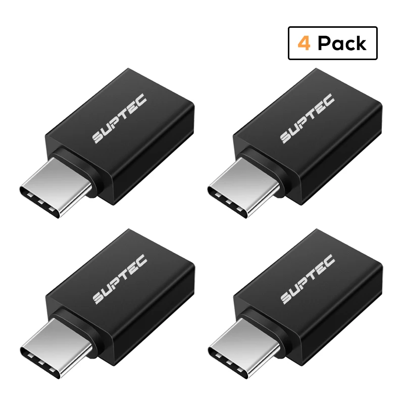 4 Pack Black SUPTEC usb type C OTG адаптер USB C на USB 3,0 OTG type-C конвертер для Macbook samsung S9 S8 huawei mate 20 P20 USB-C разъем - Цвет: 4 Pack Black