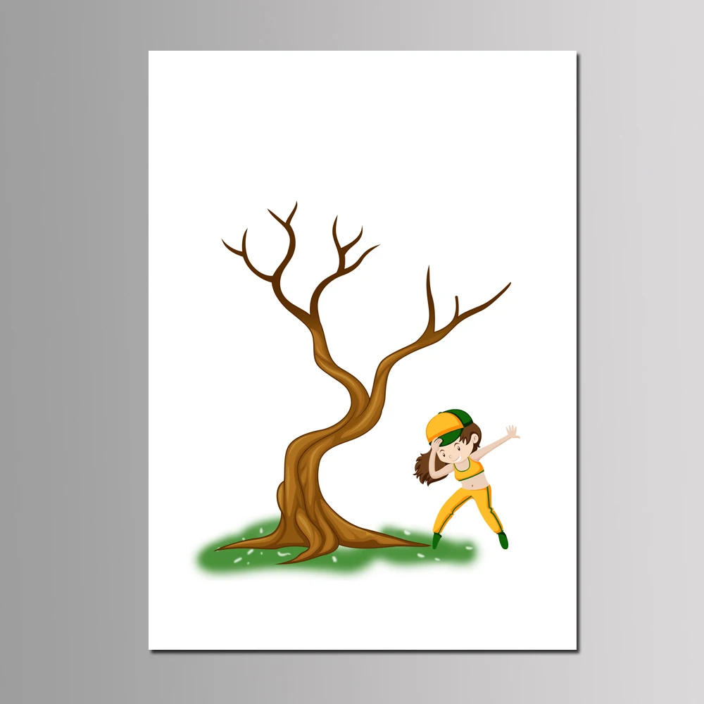 Baby Boy Girl Baptism Party Favor DIY Fingerprint Tree Guest Book Kids Birthday Gift Event Decor Customized Canvas Painting - Цвет: KD-52