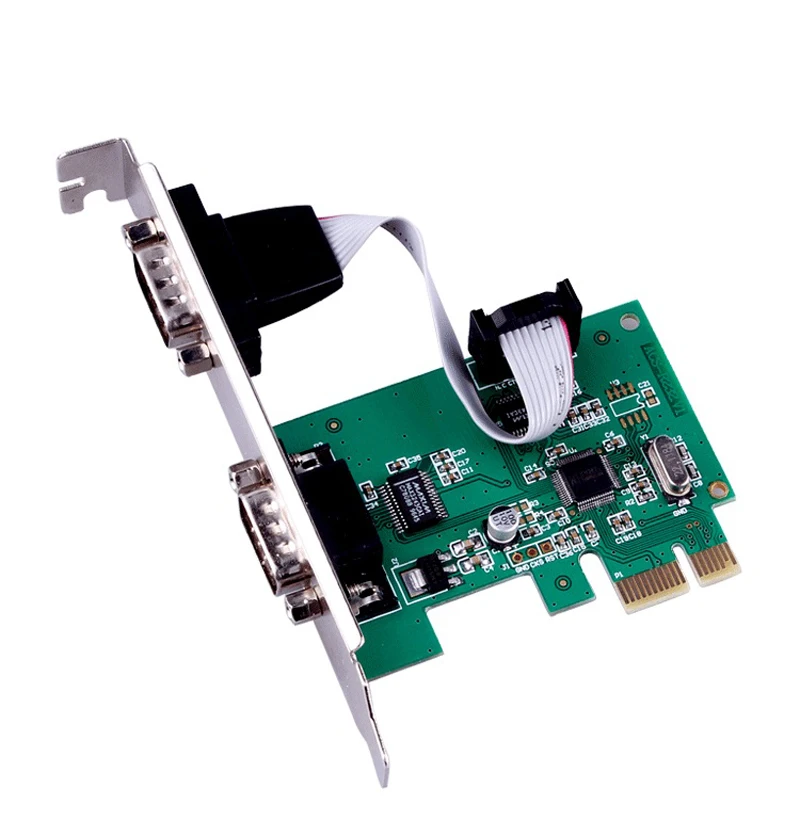

2-портовая Плата расширения RS232 COM DB9 Pin PCI-E Express X1 для Windows XP 7
