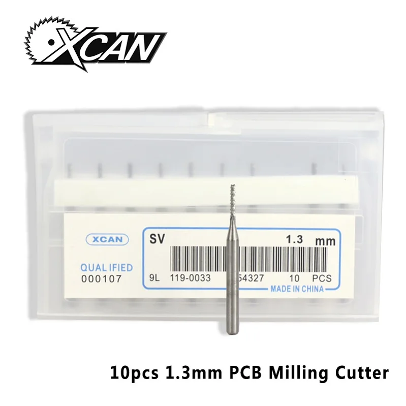 XCAN 10 шт. 1,3/1,4/1,5 мм PCB Фрезерный резак 3,175 мм хвостовик с ЧПУ машина для вырезания гребней и карбидовая Концевая мельница ПХД фрезерный бит - Длина режущей кромки: 10pcs 1.3mm