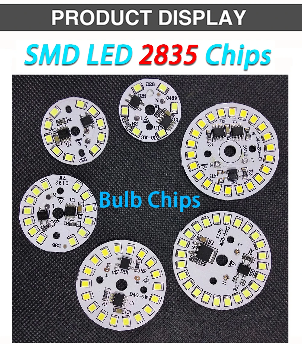 DIY светодиодный светильник SMD 12 Вт, 9 Вт, 7 Вт, 5 Вт, 3 Вт, COB чип, AC220V-240V вход, умный IC драйвер, светильник с бусинами