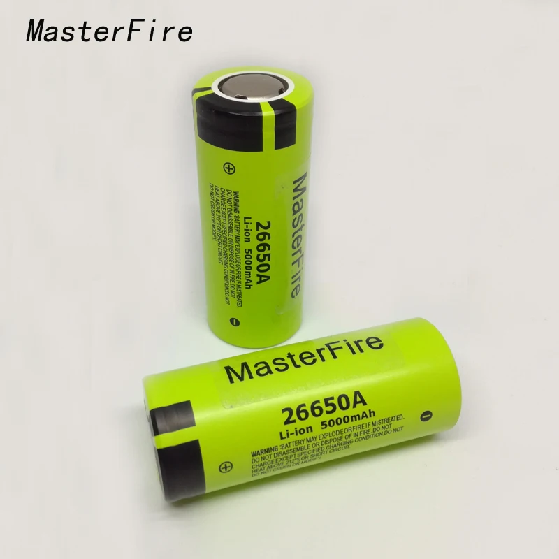 

MasterFire 2pcs/lot 100% Original Battery For Panasonic 26650A 3.7V 5000mAh High Capacity 26650 Rechargeable Lithium Batteries