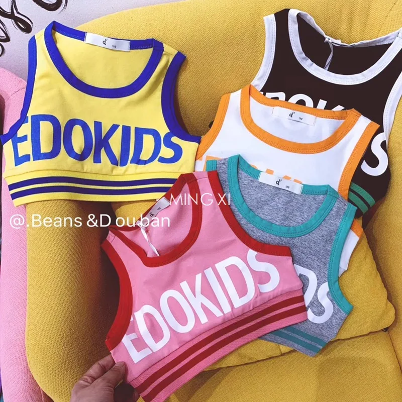 Новинка 2019 года летняя детская одежда для девочек жилет футболка Ультра короткий
