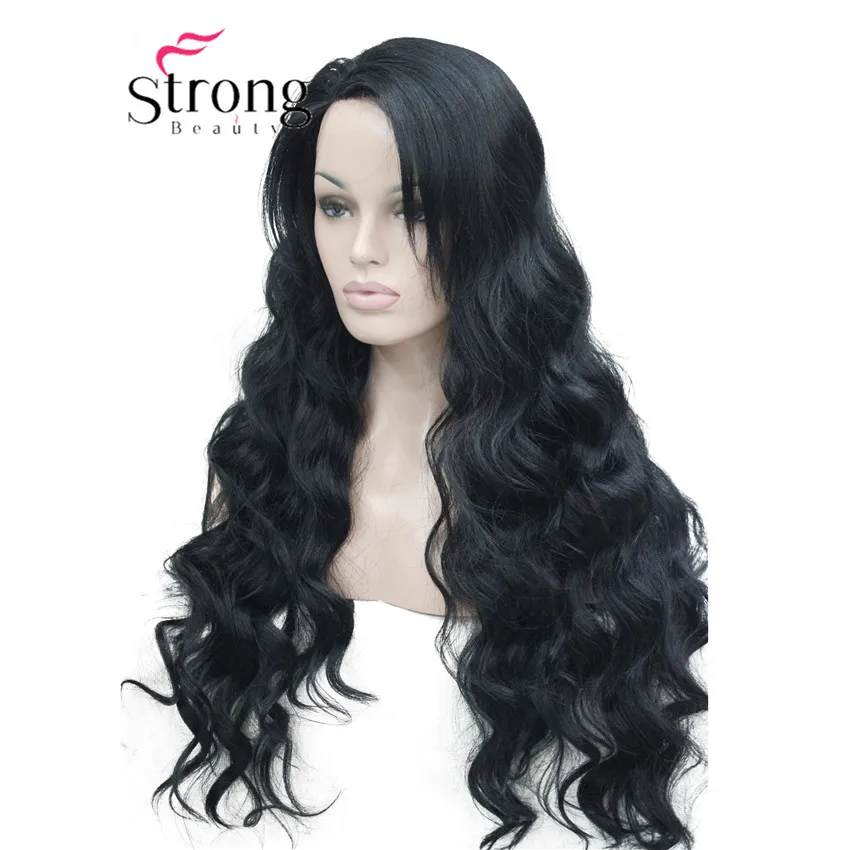 StrongBeauty парик из синтетического кружева спереди волнистый коричневый выделенный полный парик для женщин