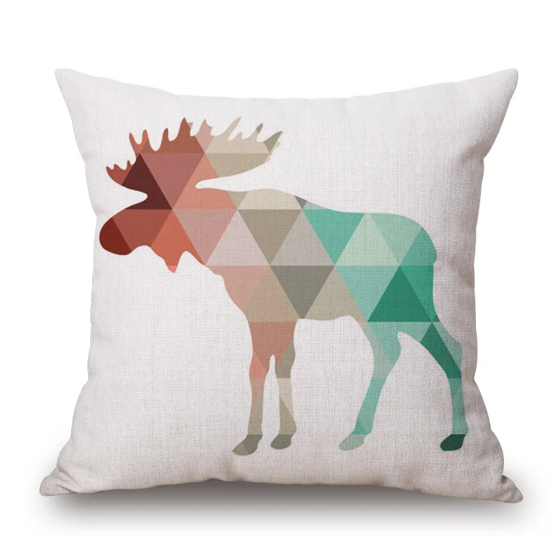 Новая льняная наволочка для подушки с геометрическим рисунком слона оленя