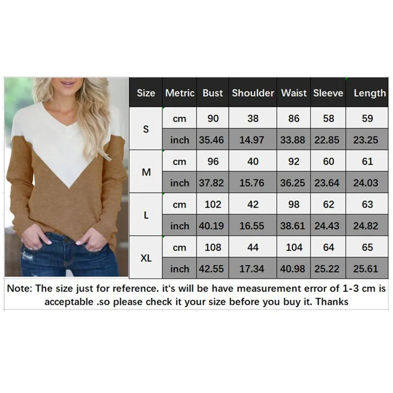 

MISAUU Contrast Color V neck Winter Sweater Women 2018 Long Sleeve Jumper Sweater and Pullover Knitted Sweater Female Pull Femme