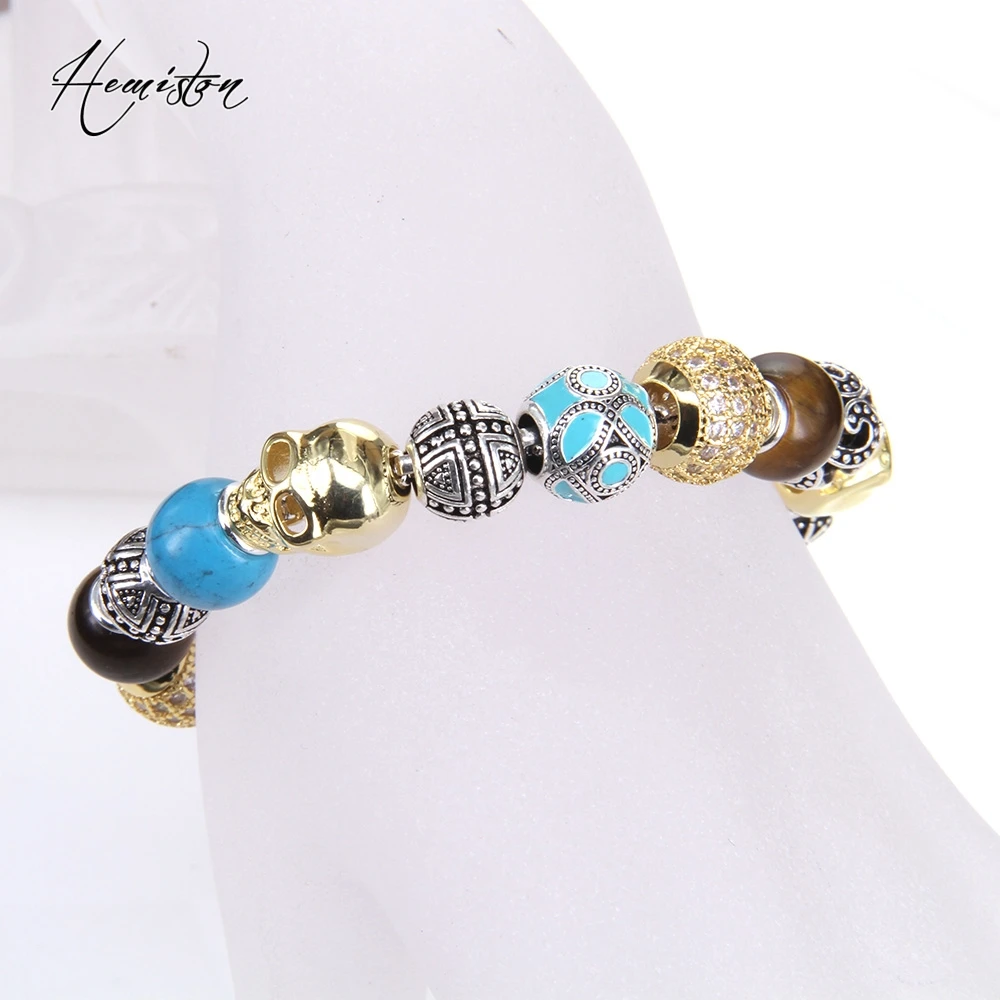 Томас золото Цвет череп тигровый глаз искусственные синий камень волна кареты