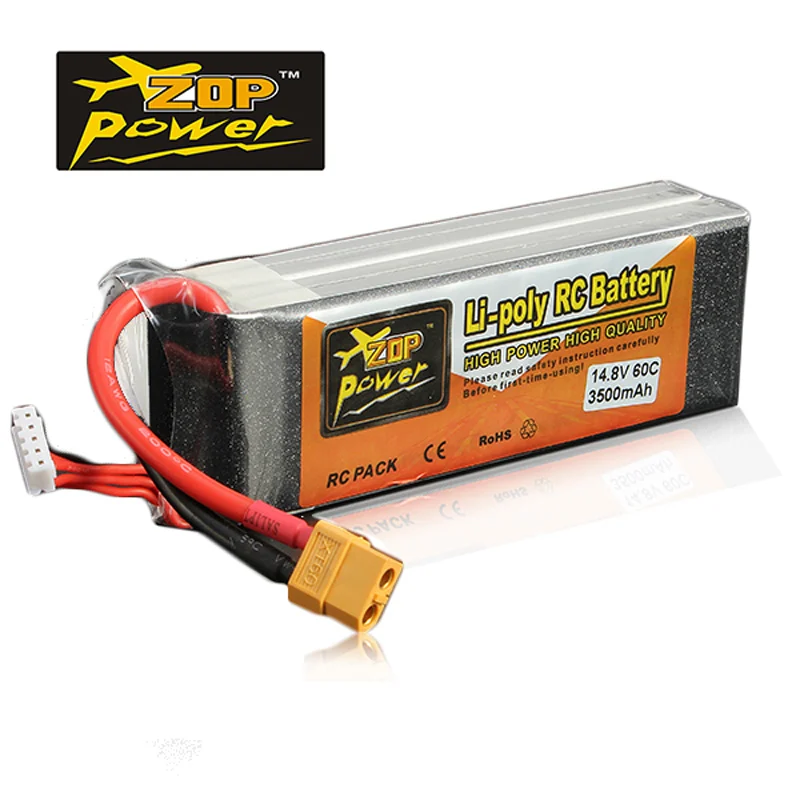 Высокое качество аккумуляторная батарея Lipo ZOP мощность 14 8 V 3500mAh 4S 60C XT60 Разъем для
