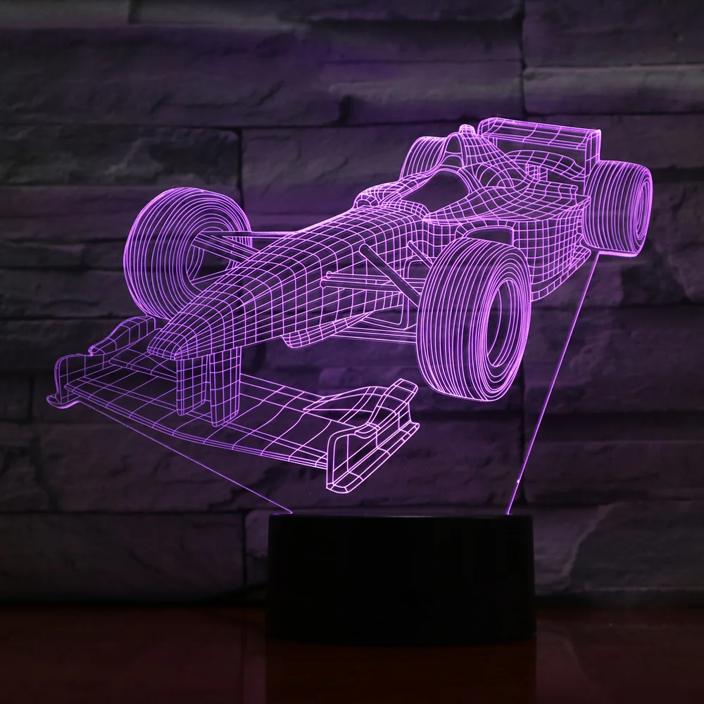 Светодиодная лампа для гоночного автомобиля 3D светильник изменяющийся цвет