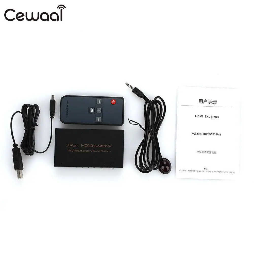 Адаптер HDMI Splitter прочный с отдаленных Управление коммутатор видео 3 Порты и