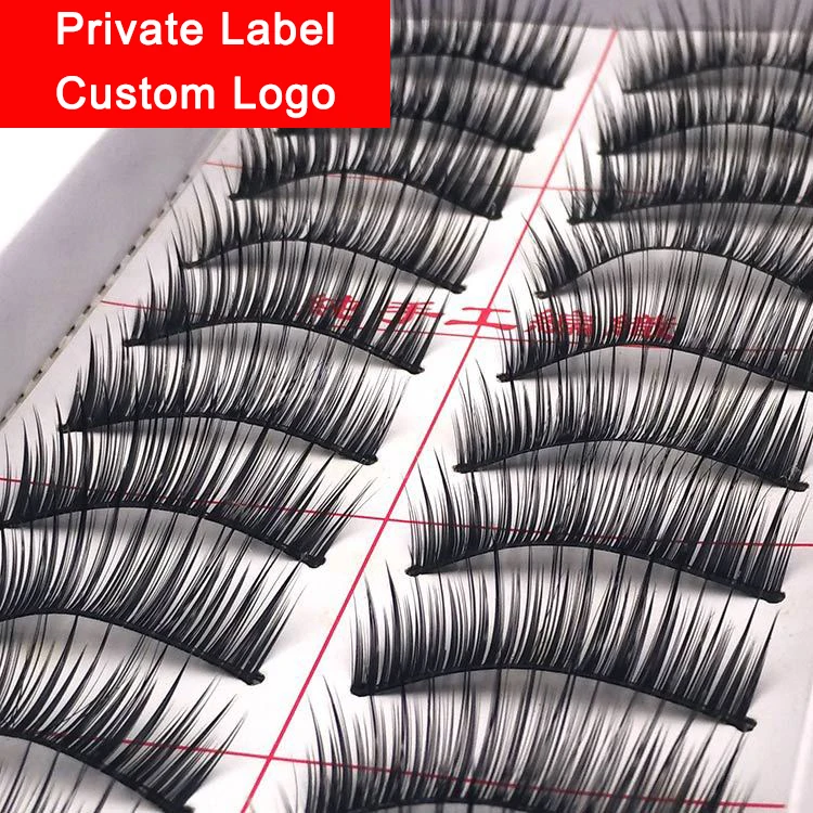 

Private Label Custom Logo Wholesale 10 pairs/1 set Fashion Natural Eyelashes Makeup False Eyelashes Black Nautral Eye Lashes