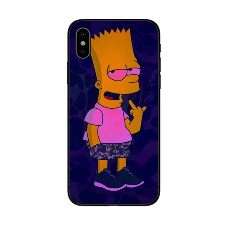 Black TPU Silicone Homer J. Simpson Черный силиконовый чехол для телефона чехол для iPhone 5 5S SE 6 6s 7 8 Plus X 10 XR XS Max Bart Simpson Забавный мультяшный чехол - Цвет: Black TPU Silicone