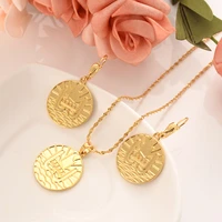 bangrui kiribati coin gold color brassarabafrica earring pendant jewelry set women girl souvenir gift dropship