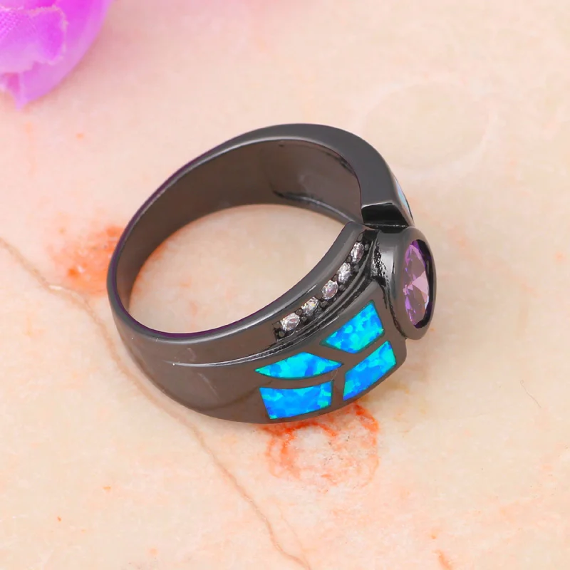 Дешевые модные ювелирные изделия Сияющий Циркон Синий огненный опал серебряные