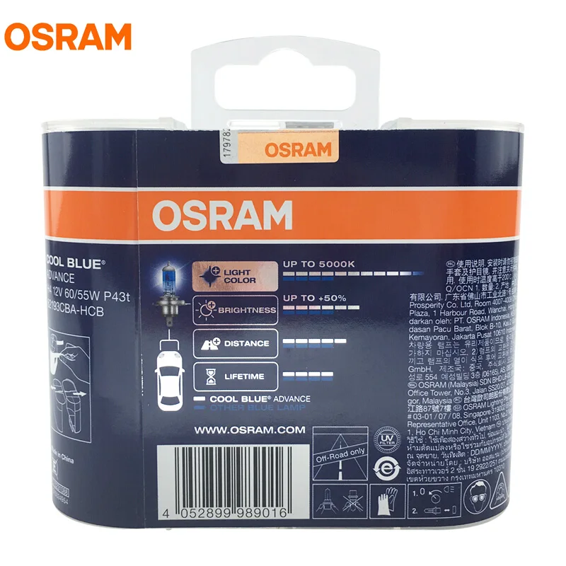 OSRAM H4 12V 60/55W 5000K 62193CBA холодный синий Advance ксеноновая МЕГА Белая галогенная лампа автомобильный головной светильник Hi/lo луч 50% больше светильник